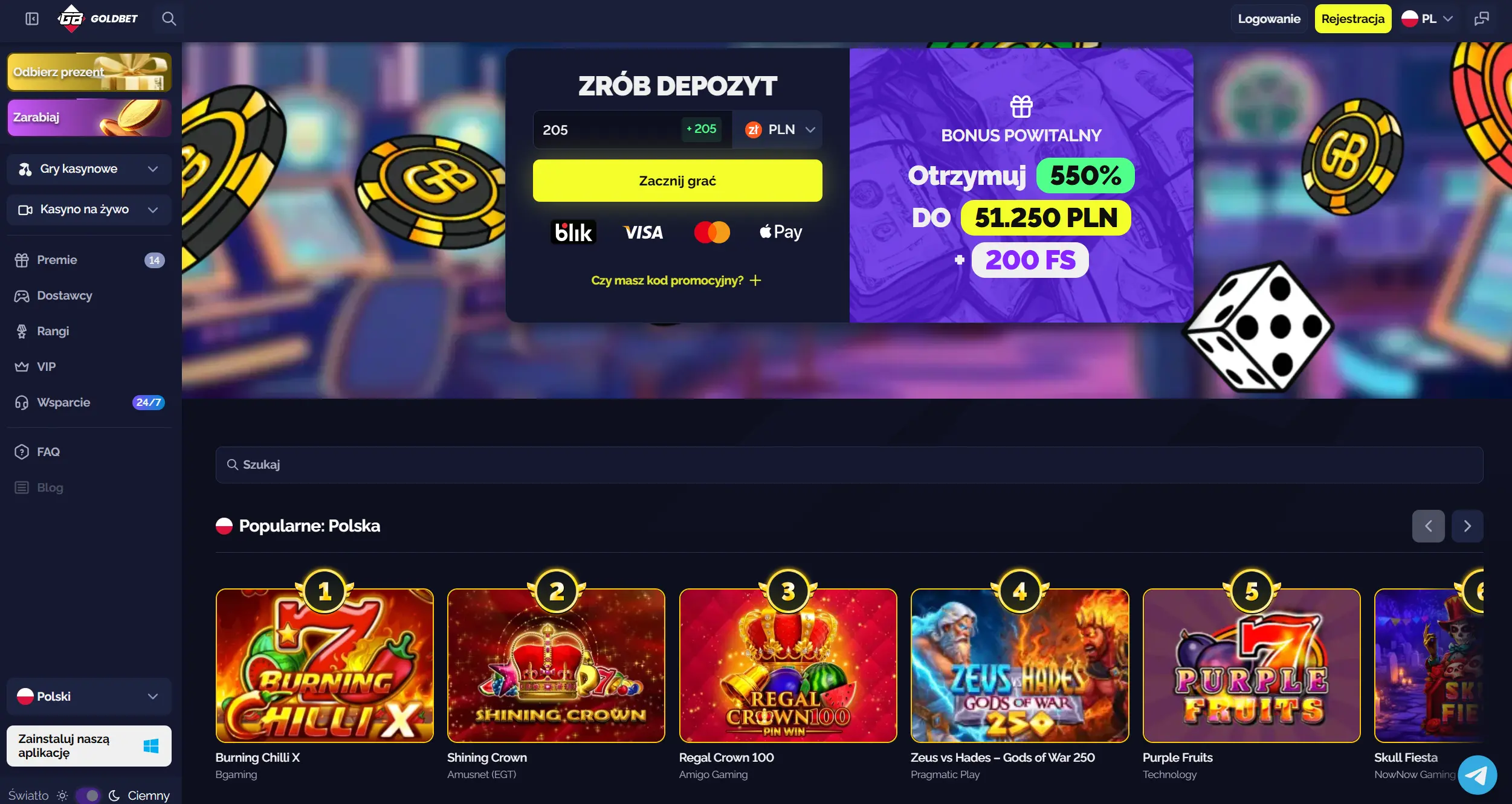 Zakładanie konta i wejście do panelu Goldbet — Goldbet Casino
